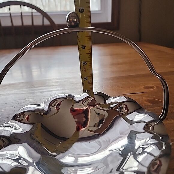 Vintage Metal Candy Dish Scalloped Edge & Holder with Twisted Handle - Picture 13 of 16